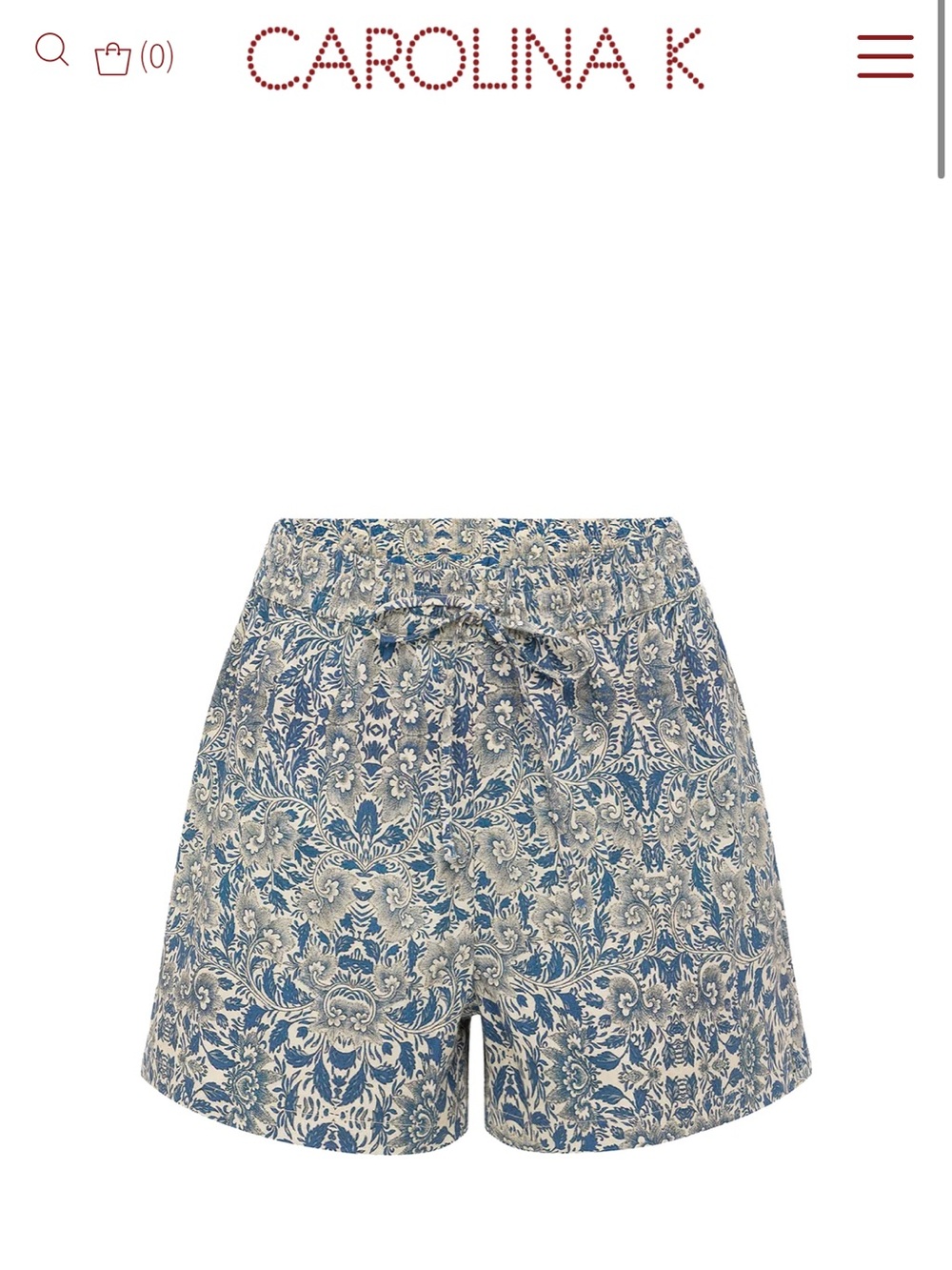 Carolina K Cabana Shorts, Blue Floral Drawstring